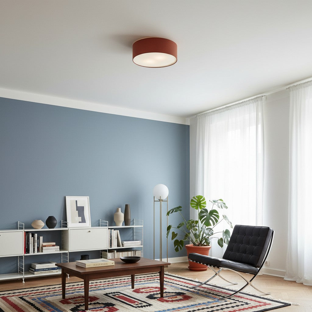 Dumora Linen Drum Flush Mount Ceiling Lamp - Stylish Soft Fabric Ceiling Light