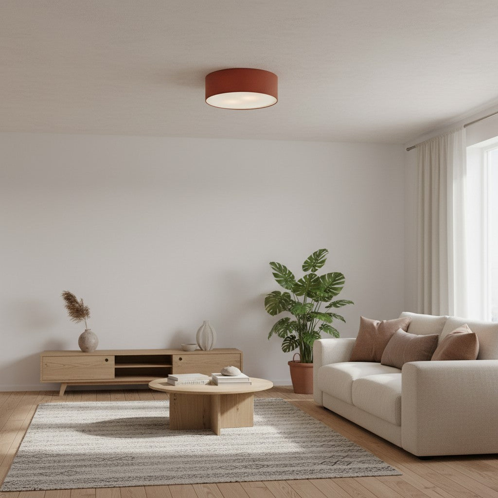 Dumora Linen Drum Flush Mount Ceiling Lamp - Stylish Soft Fabric Ceiling Light