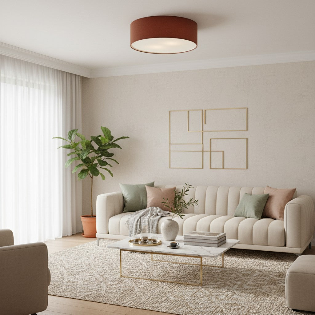 Dumora Linen Drum Flush Mount Ceiling Lamp - Stylish Soft Fabric Ceiling Light