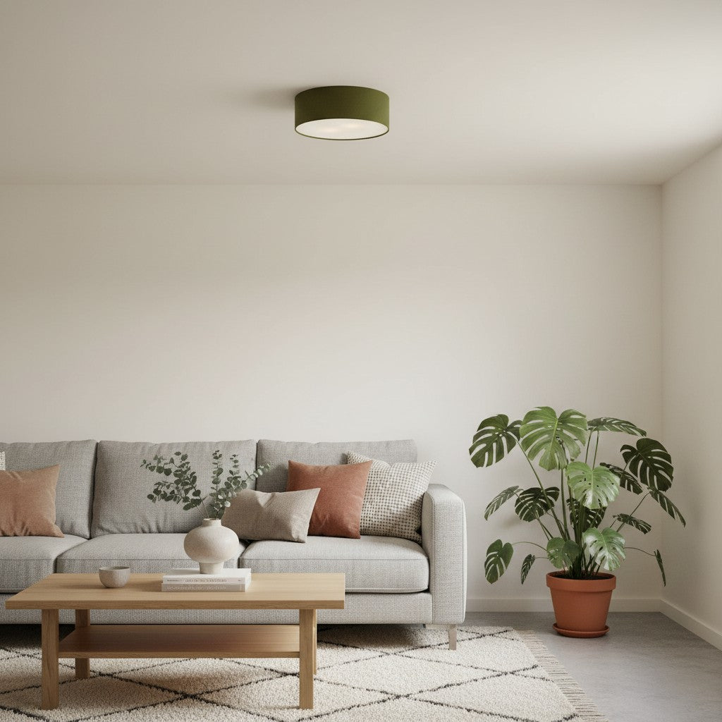 Dumora Linen Drum Flush Mount Ceiling Lamp - Stylish Soft Fabric Ceiling Light