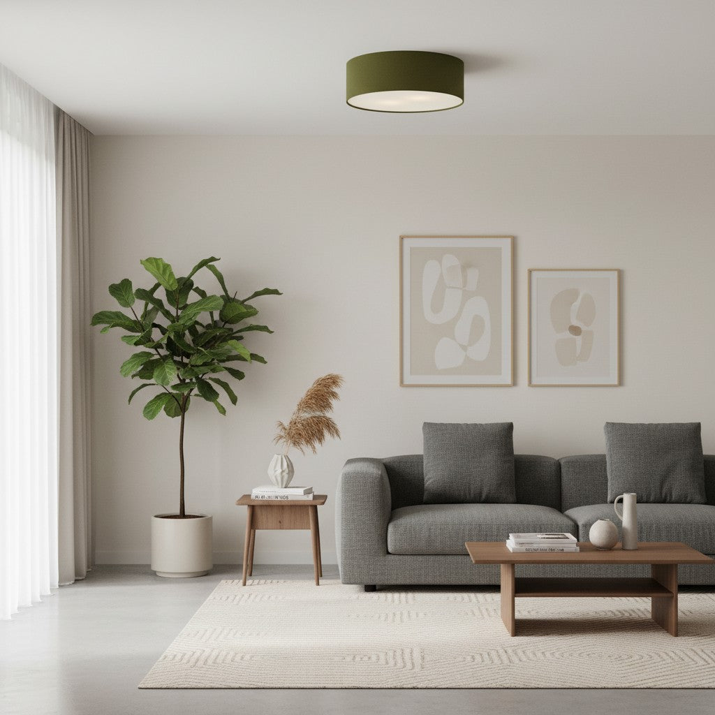 Dumora Linen Drum Flush Mount Ceiling Lamp - Stylish Soft Fabric Ceiling Light