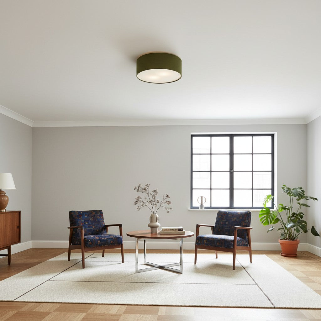 Dumora Linen Drum Flush Mount Ceiling Lamp - Stylish Soft Fabric Ceiling Light