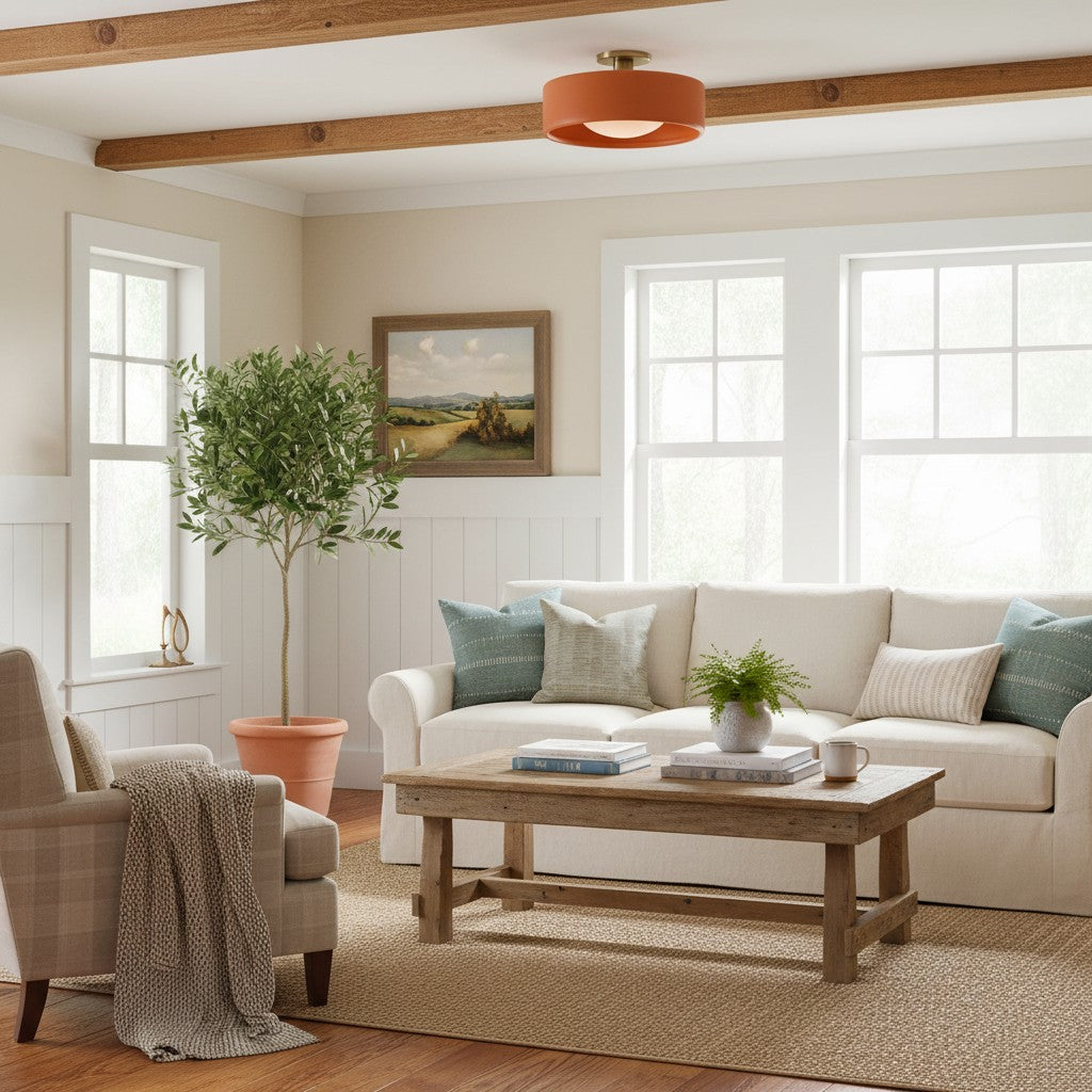 Cerova Modern Porcelain Flush Mount Ceiling Light– Elegant Ivory Shade