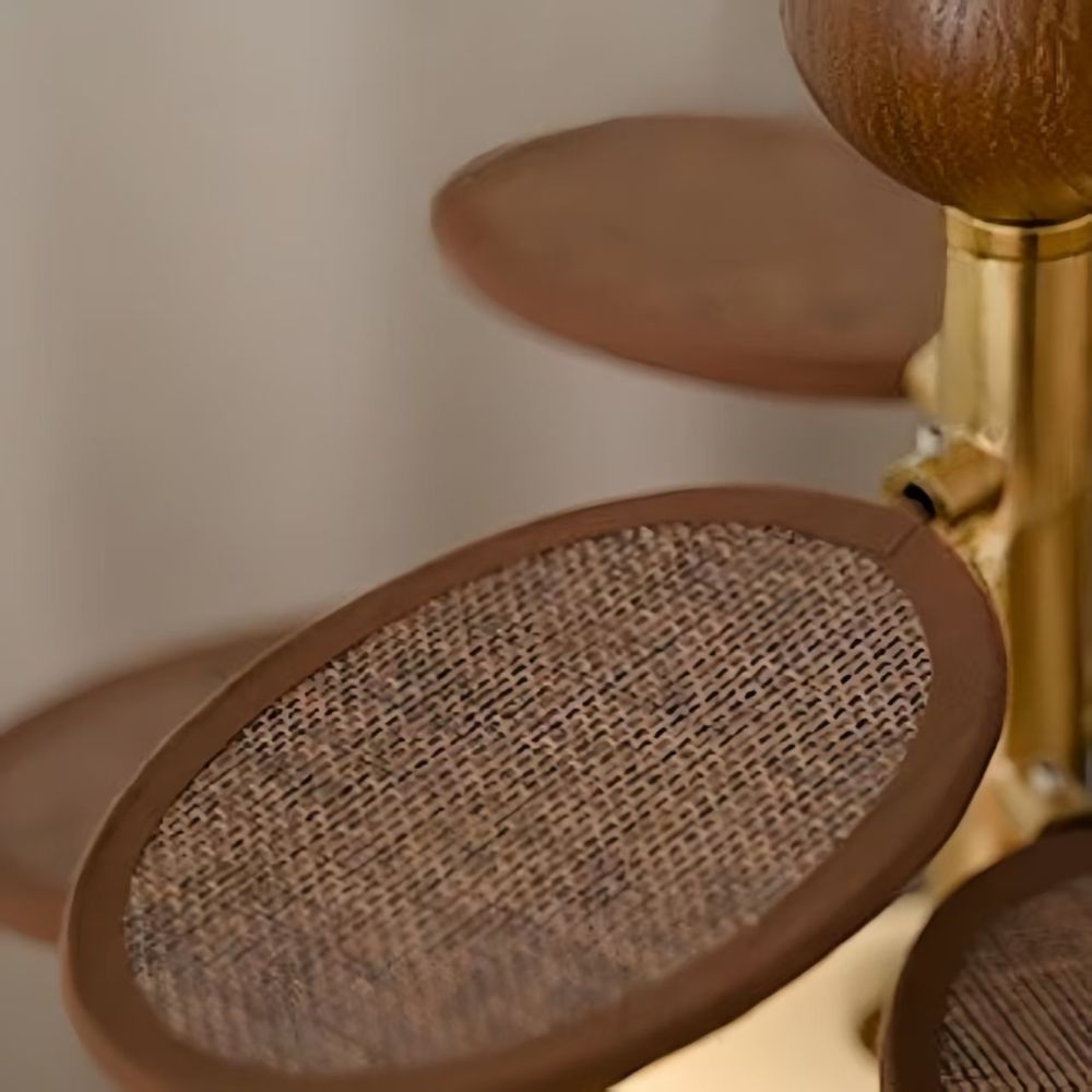 Suspension boule en bois – Abat-jour rétro en raphia pour salle à manger