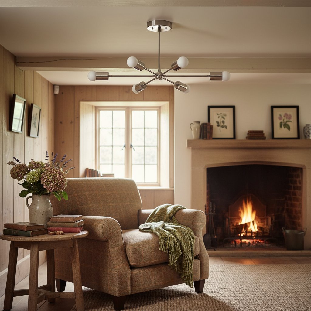 Mobilux Line Mid Century Modern Chandelier - 6 Heads Hanging Ceiling Light