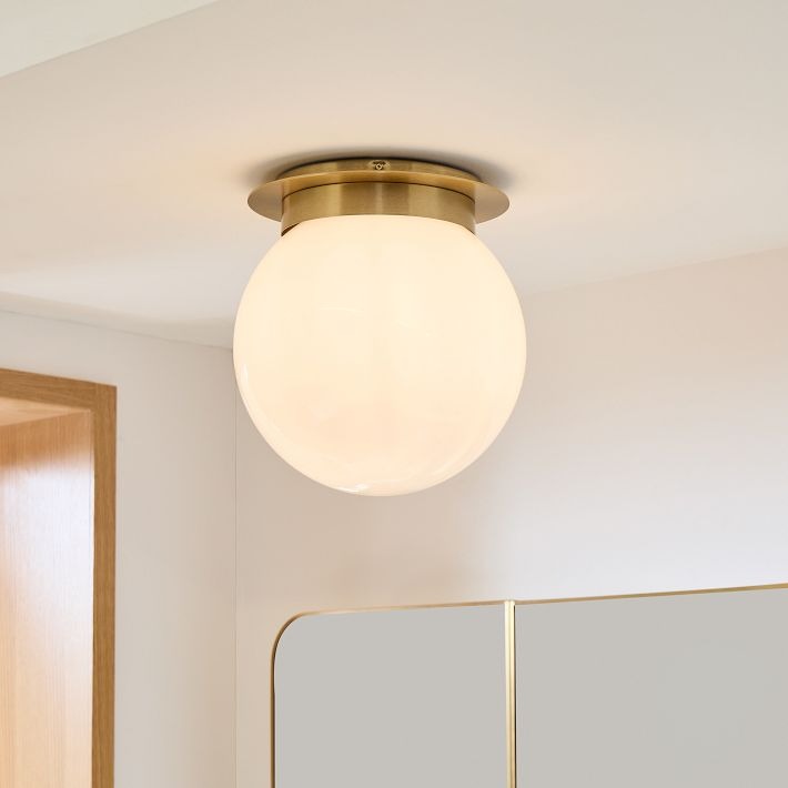 Rivolence Flush Mount Ceiling Fixture - Minimal Globe Brass Lighting