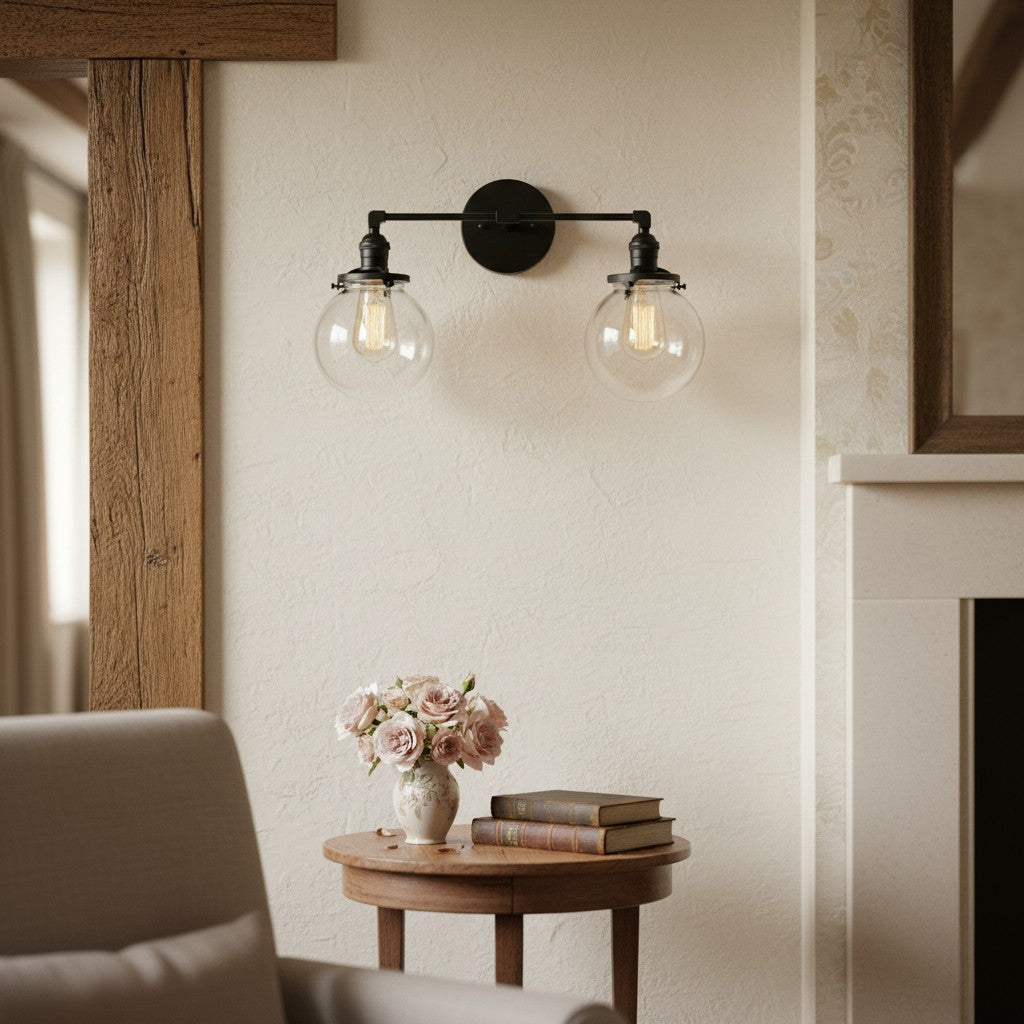 Lumio Globe Glass Globe Vanity Light - Modern Two Light Bathroom Sconce
