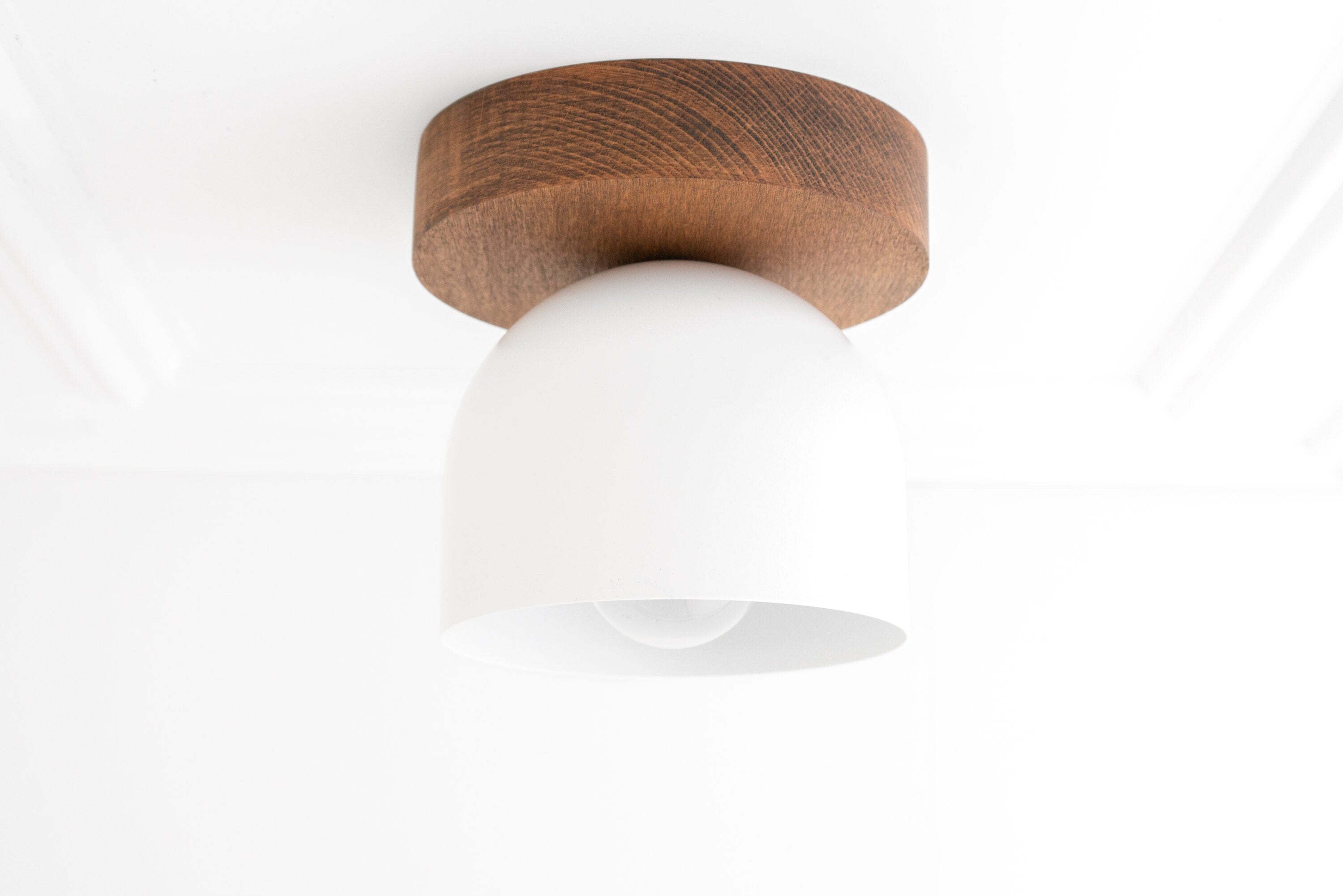 Metio Dome Modern Rustic Ceiling Light - Wooden and Metal Fusion