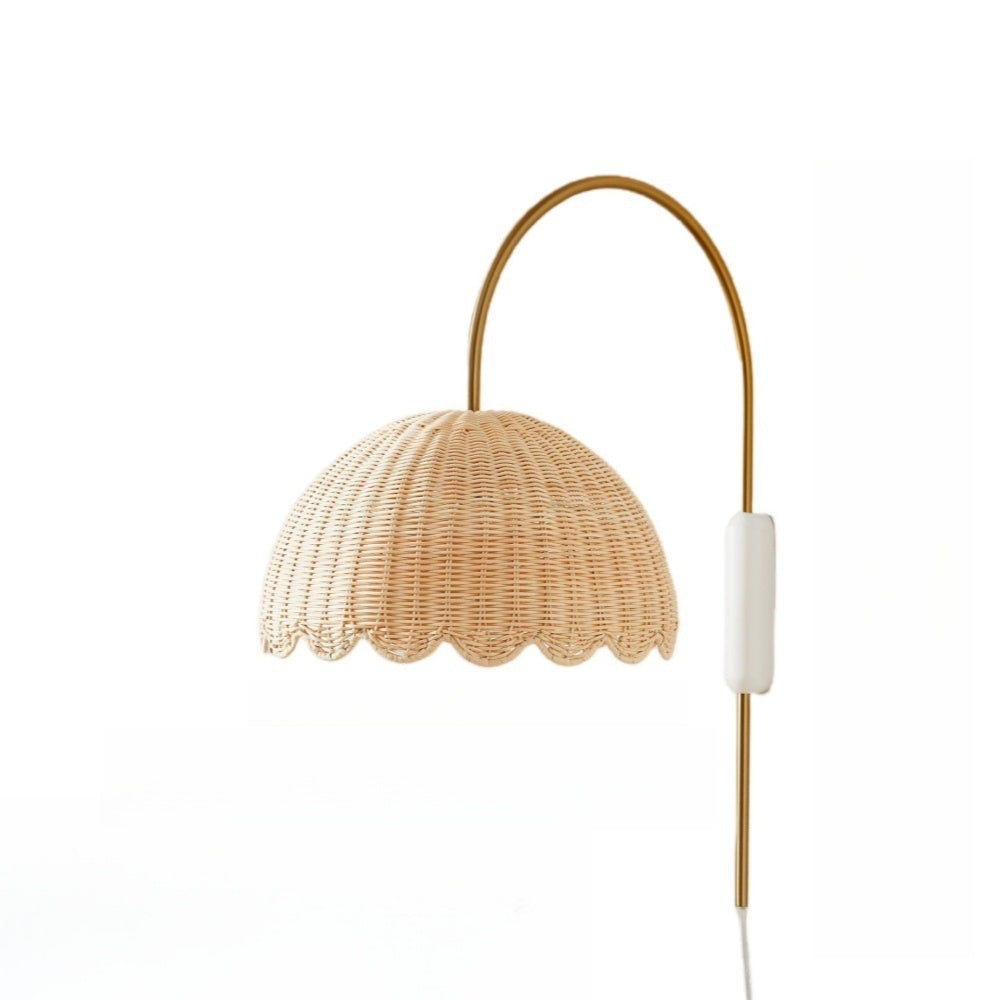 Olvara Scalloped Rattan Bubble Sconce - Whimsical Wall Lamp for Nurseries