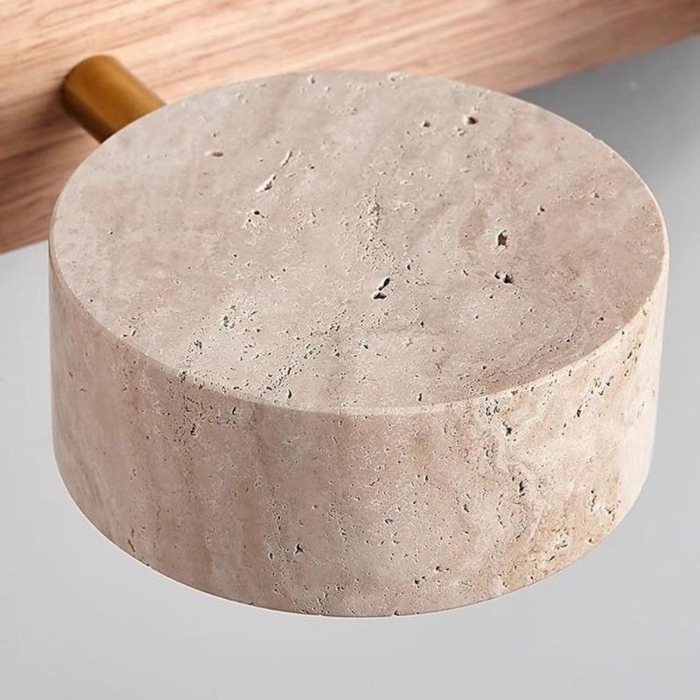 Wood Wall Sconce - Natural Travertine Duo Wall Light