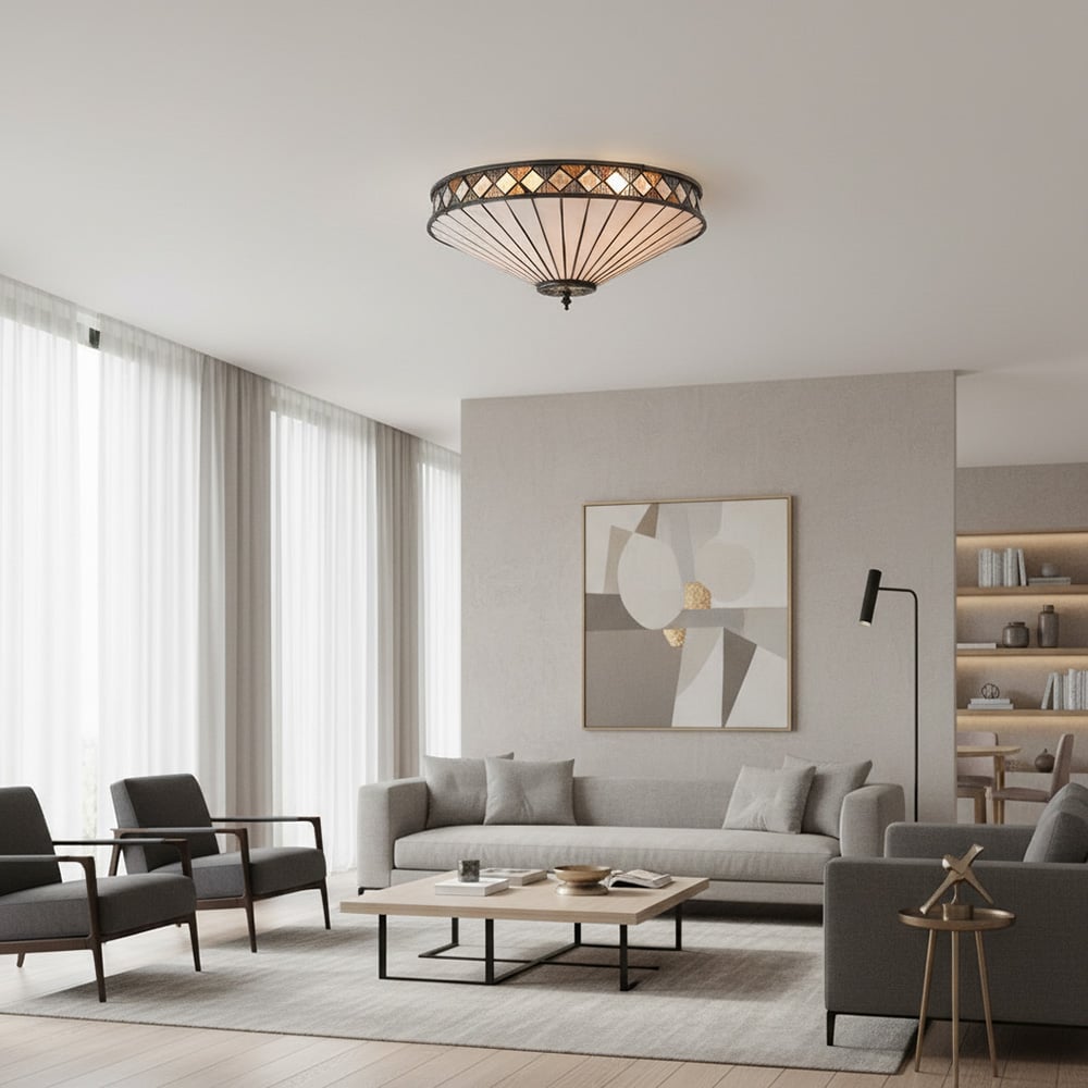 Fargo Tiffany Artistic Crystal Accents Ceiling Lamp for Living Room