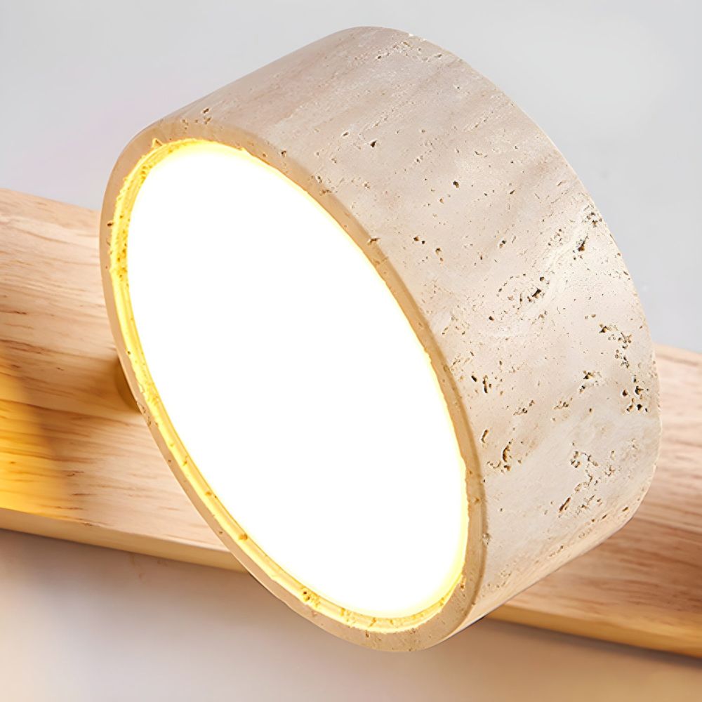 Wood Wall Sconce - Natural Travertine Duo Wall Light