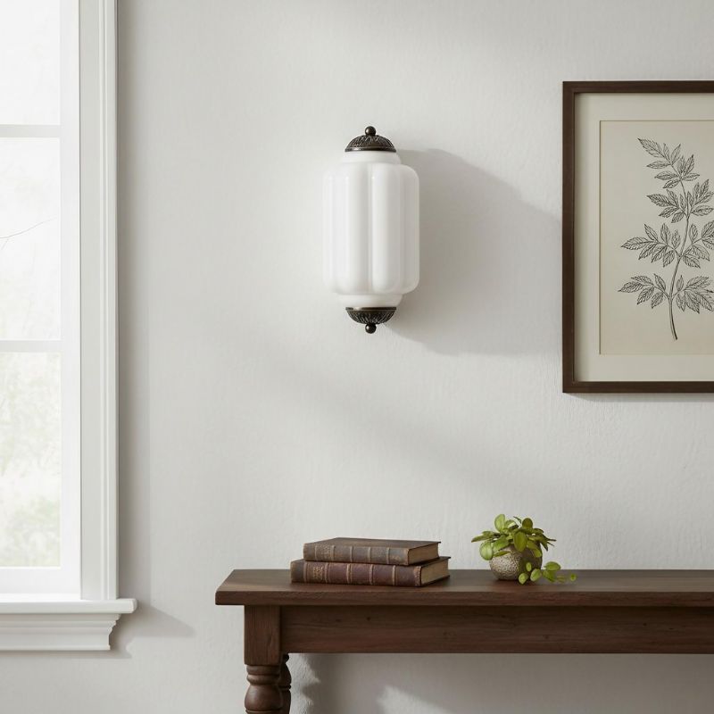 Eloise Vintage Wall Sconce - Milk Glass Flush Mount for Bedside