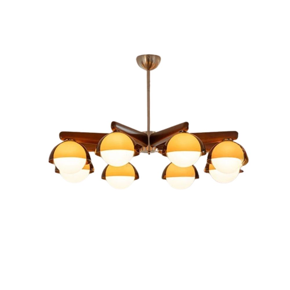 Wood Globe Cluster Chandelier - Modern Bubble Ball Lamp for Living Room