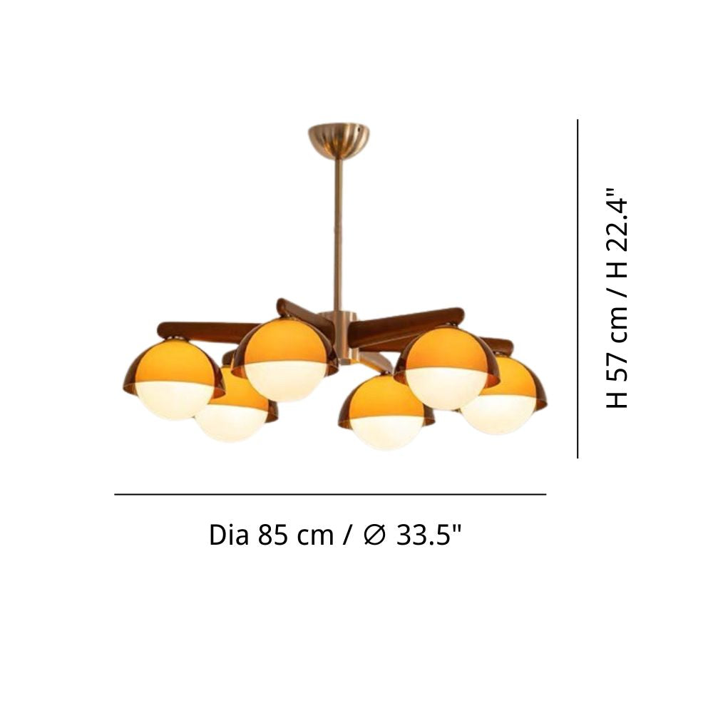 Lustre en bois à boules - Lampe boule à bulles moderne pour salon