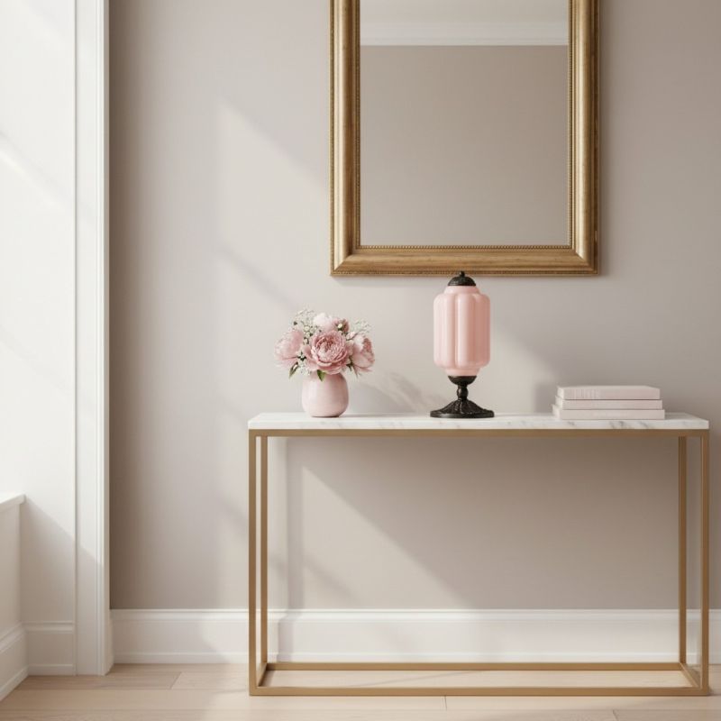 Lampe de table vintage Eloise en verre laiteux – Lampe de bureau LED en métal pour chambre