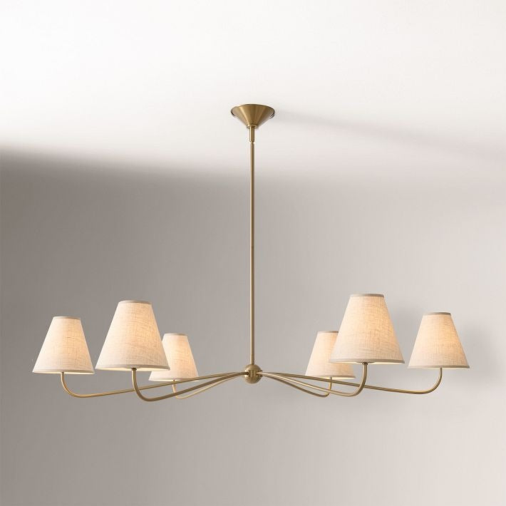 Fibura Modern Linen Chandelier - Metal Linear Light for Dining Room