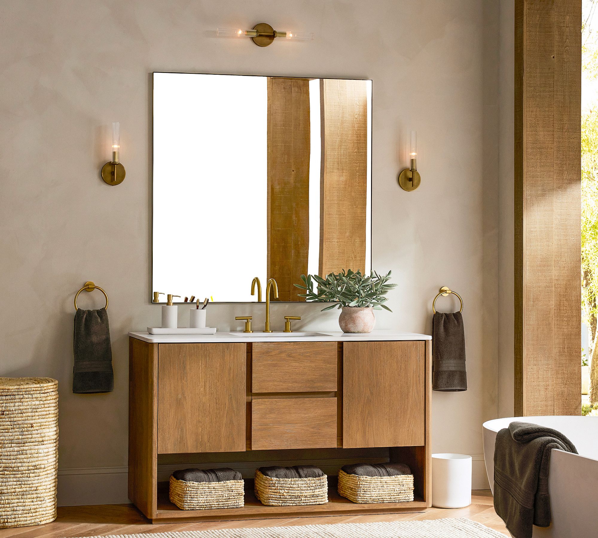 Bravira Ribbed Glass Wall Lamp - Tube Metal Light in Classic Finishes