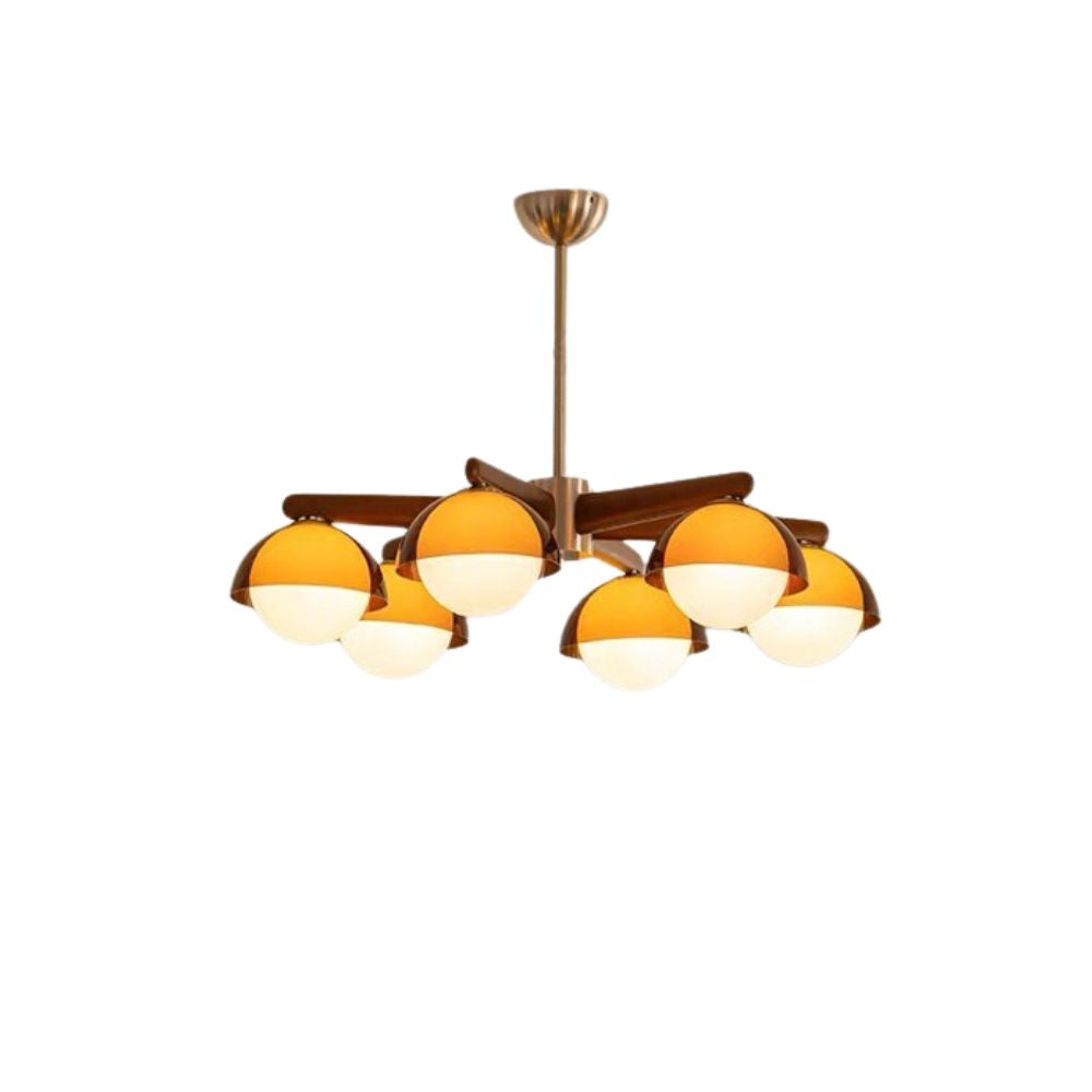 Wood Globe Cluster Chandelier - Modern Bubble Ball Lamp for Living Room