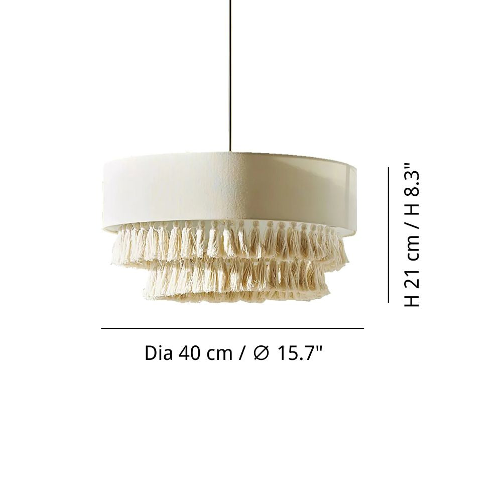 Tiered Tassel Chandelier - White Fabric Chandelier for Modern Home