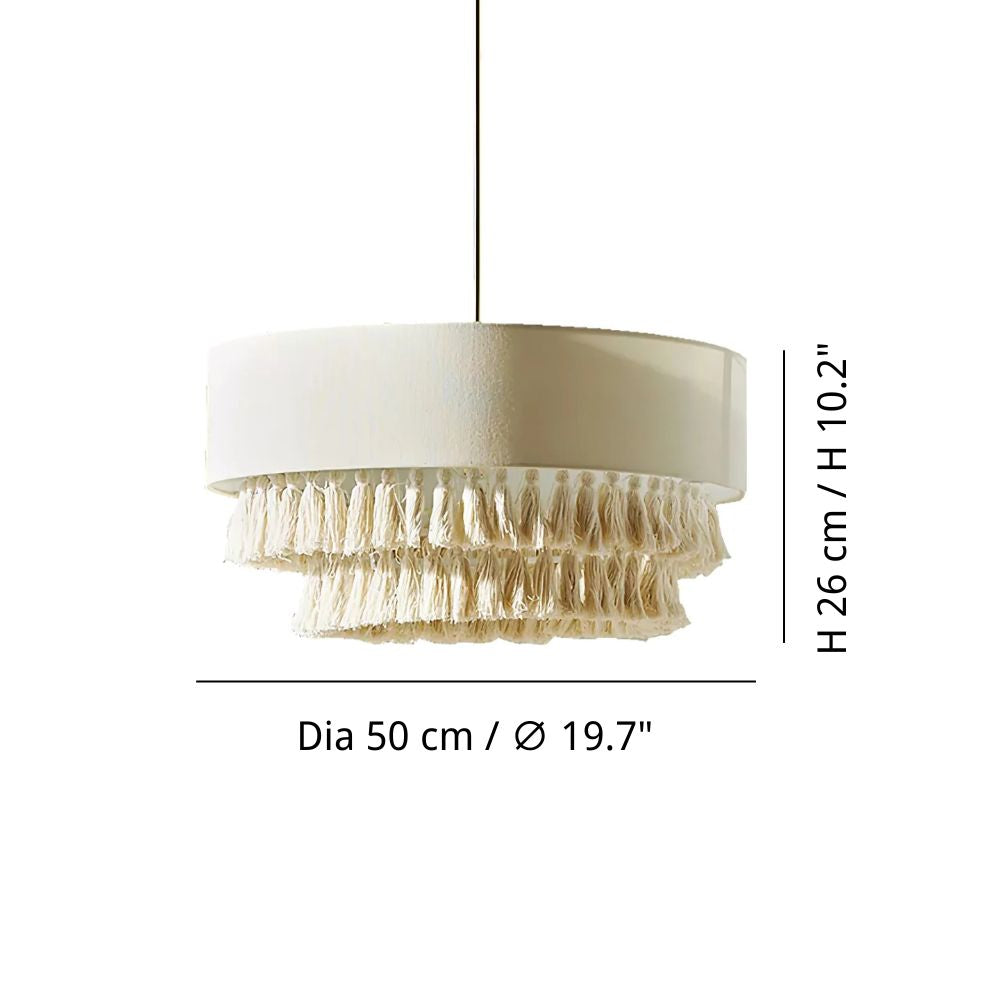 Tiered Tassel Chandelier - White Fabric Chandelier for Modern Home
