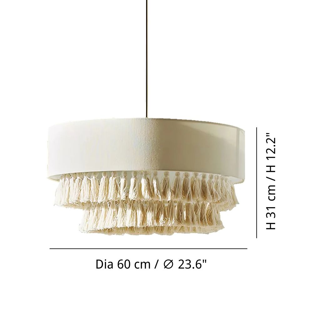 Tiered Tassel Chandelier - White Fabric Chandelier for Modern Home