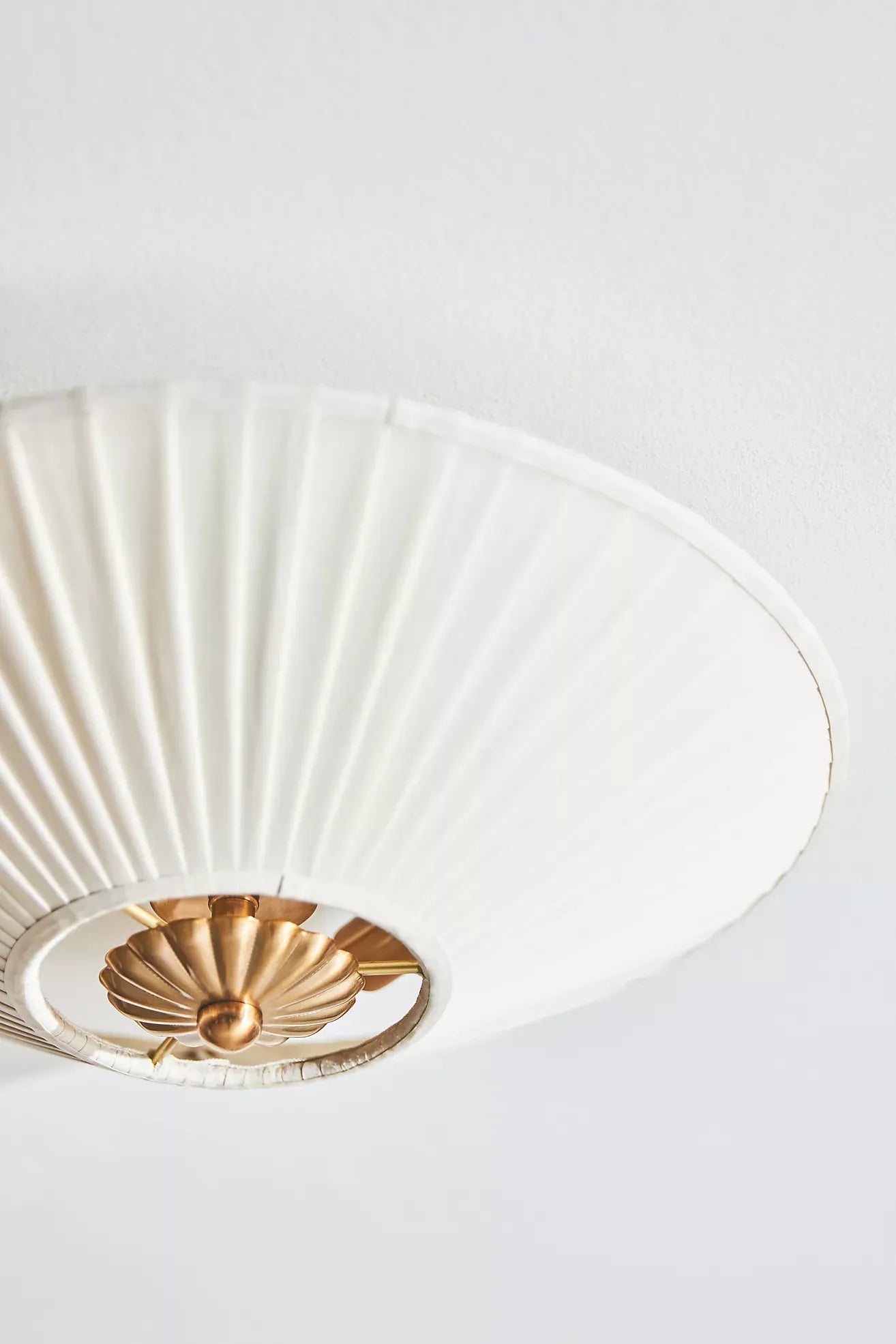 Elumina Modern Fabric Ceiling Lamp - Brass Flush Mount for Dining Room