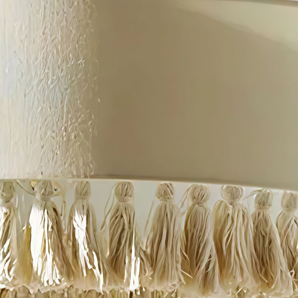 Tiered Tassel Chandelier - White Fabric Chandelier for Modern Home