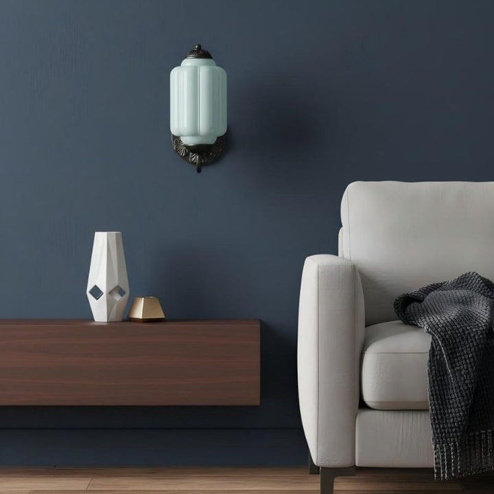 Eloise Milk Glass Sconce - Vintage Flush Wall Light for Bedside