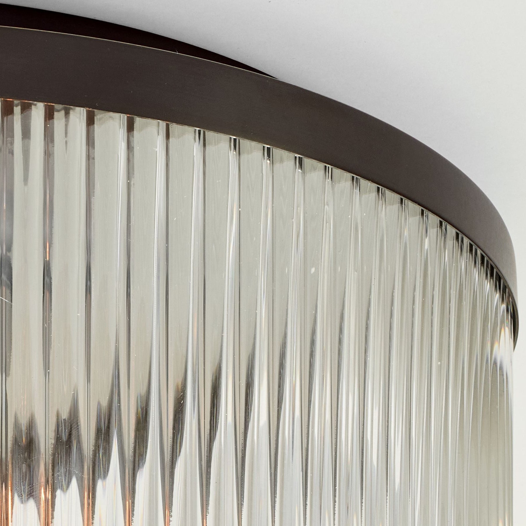 Bravira Flush Mount Ceiling Light - Ribbed & Bubbled Glass Metal Light