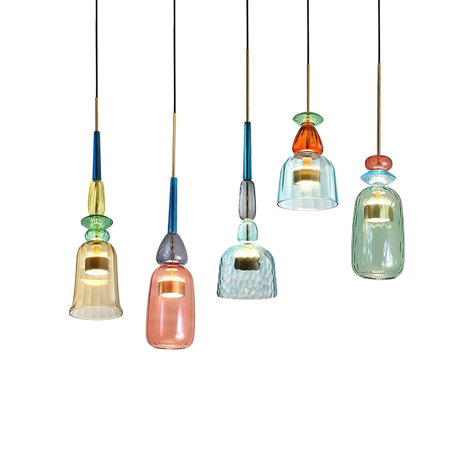 Iron Glass Chandelier Light - Colorful Candy Hand Blown Mixed Color