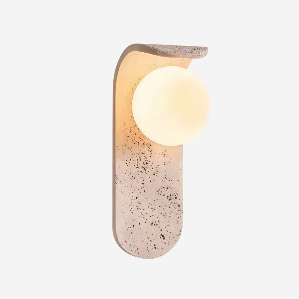 Curved Travertine Wall Light - Natural Glass Ball Sconce for Bedrooom
