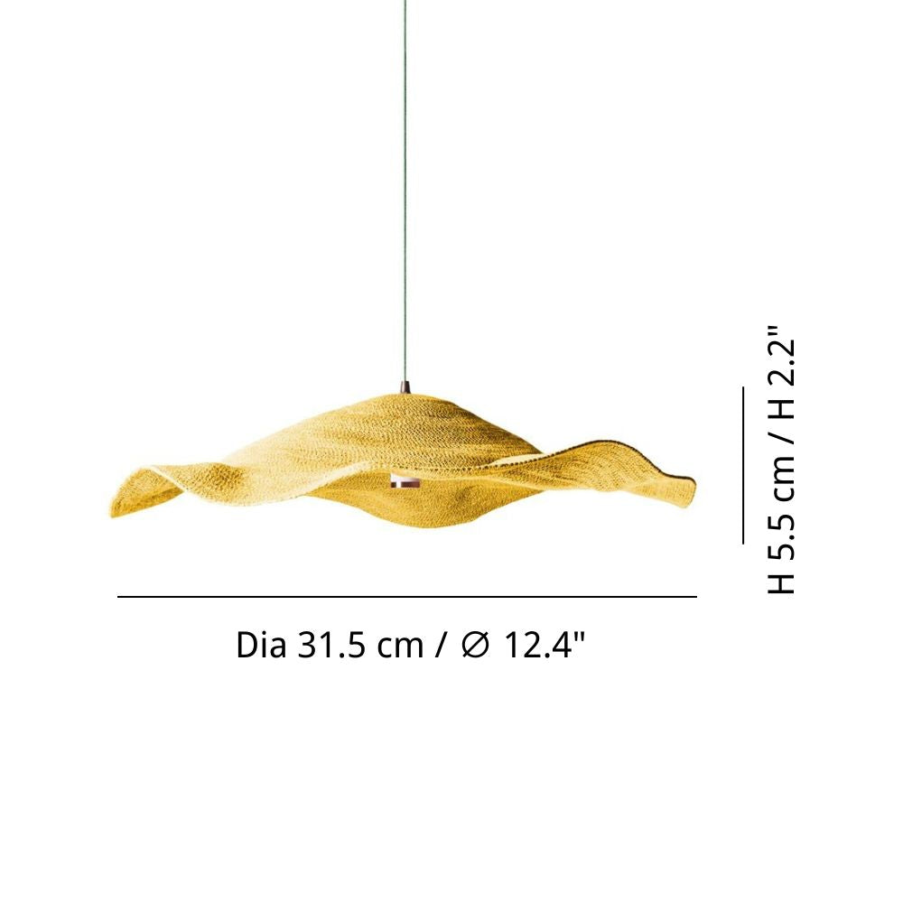 Natural Jute Pendant Light - Rechargeable Woven Curved Outdoor Lamp