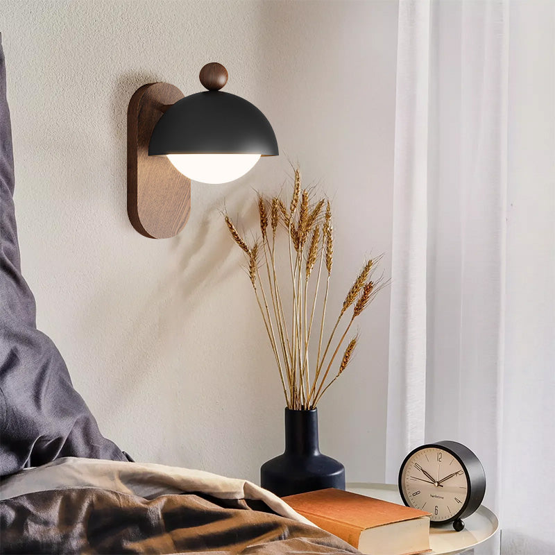 Retro Mushroom Creative Wall Lamp With Dome Ironwork For Bedroom