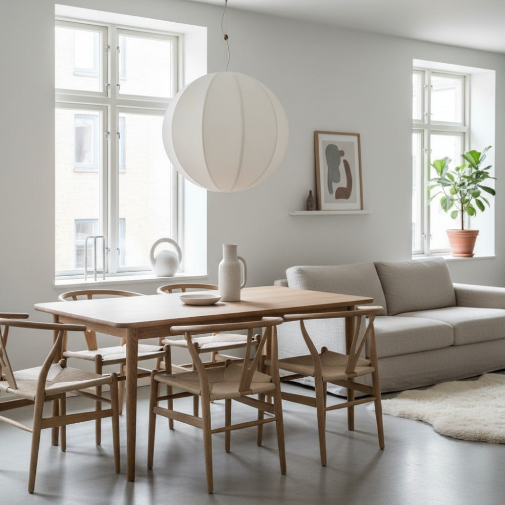 Alvian Linen Pendant Light - Adjustable Ball Dining Table Lighting