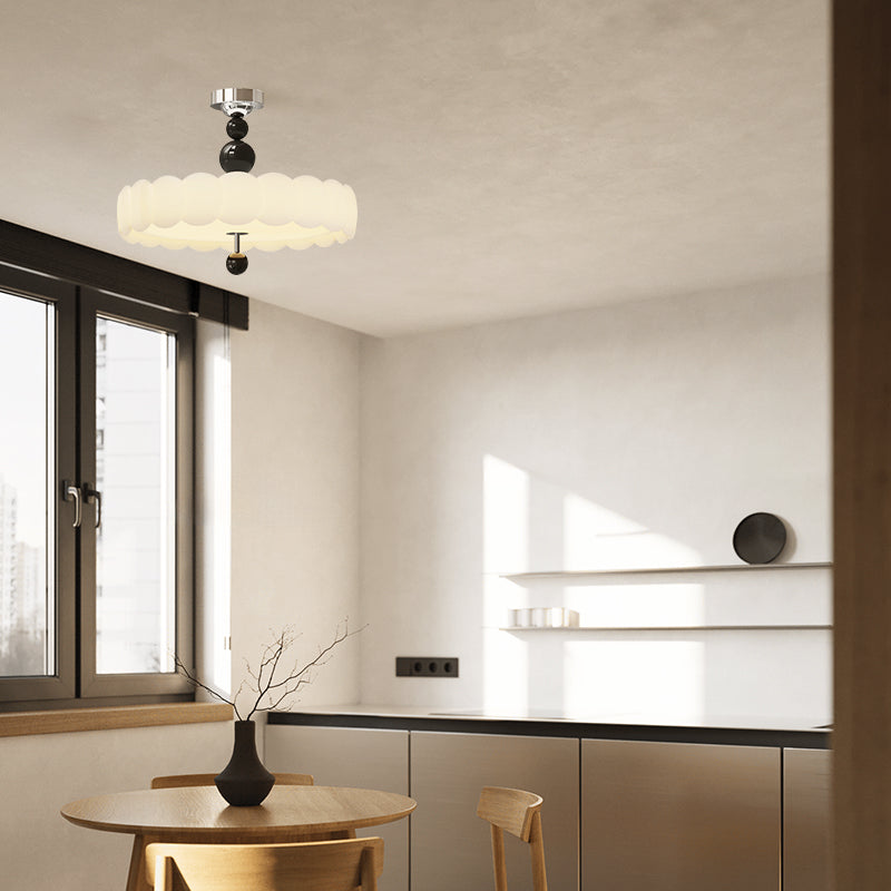 Petal Shape Purfle Ceiling Lamp With Elegant Luminous Acrylic Milky White For Master Bedroom