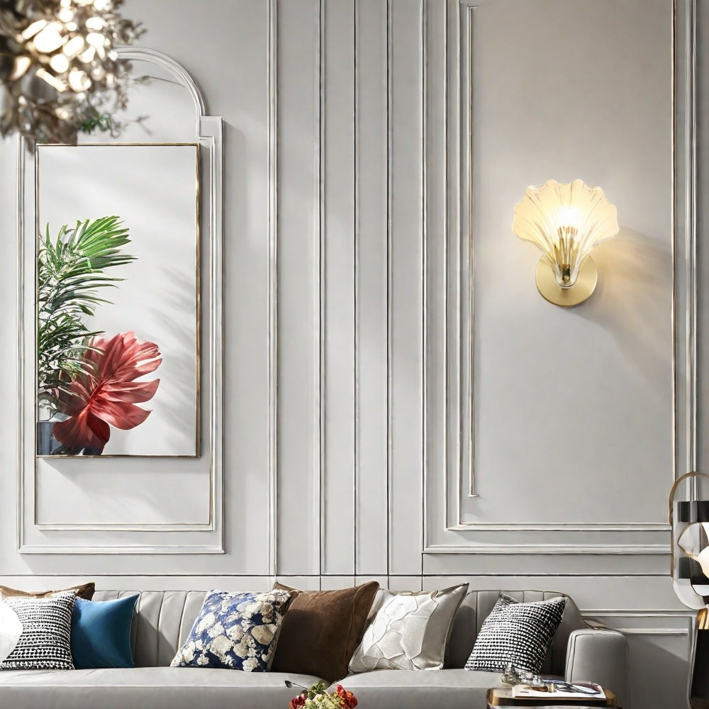 Glass Seashell Wall Lamp – Artistic Sconce for Hallway or Living Room
