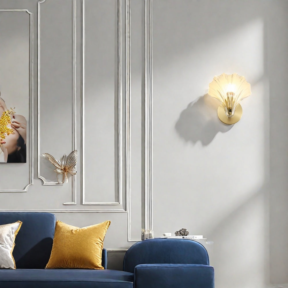 Glass Seashell Wall Lamp – Artistic Sconce for Hallway or Living Room
