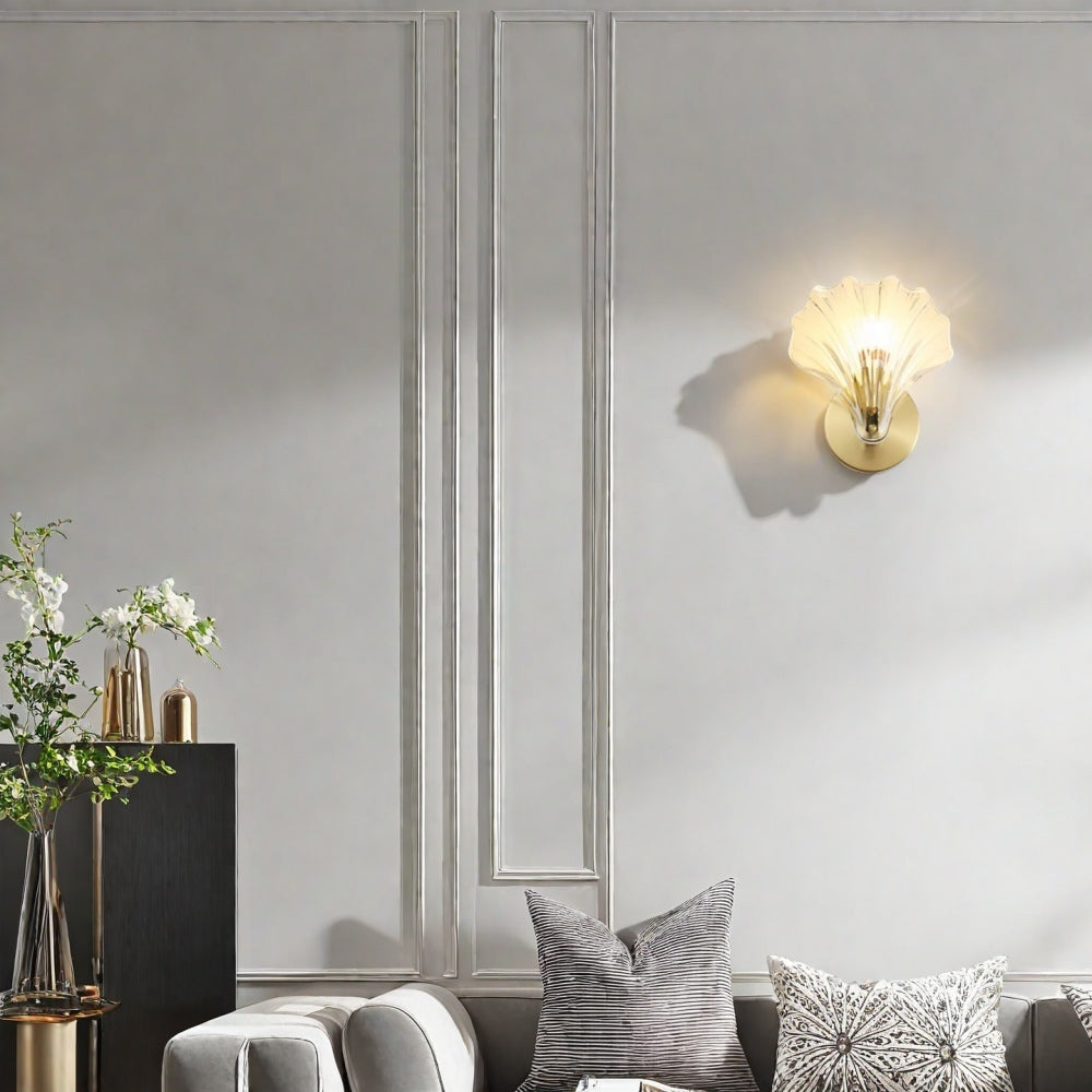 Applique murale coquillage en verre – Applique artistique pour couloir ou salon
