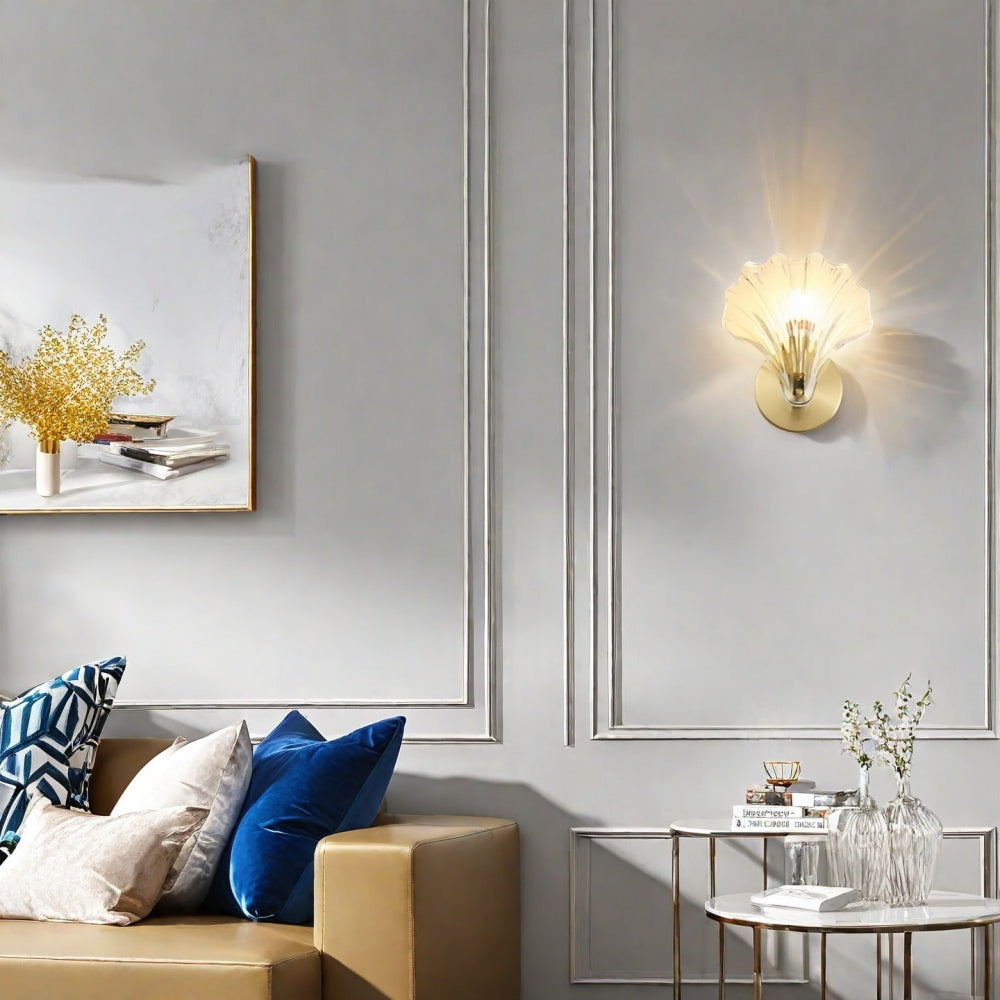 Glass Seashell Wall Lamp – Artistic Sconce for Hallway or Living Room