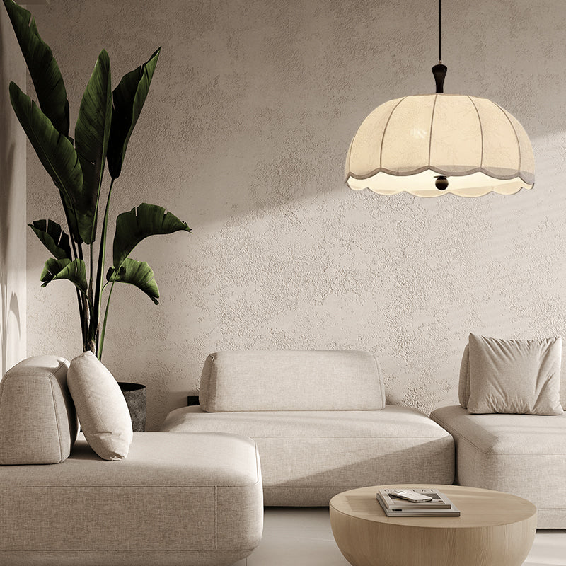 Warm Fabric Pumpkin Shape Pendant Light With Classic Seraphic Traceryed For Villa