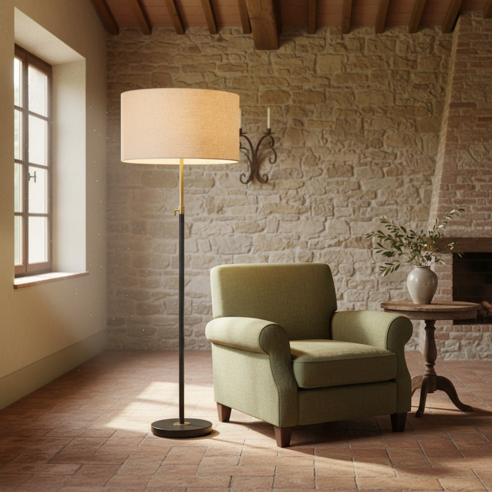 Mavora Linen Floor Lamp - Modern Adjustable Metal Lamp for Living Room