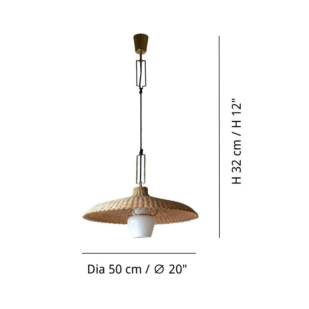 Suspension chapeau de paille en rotin - Suspension de cuisine en rotin