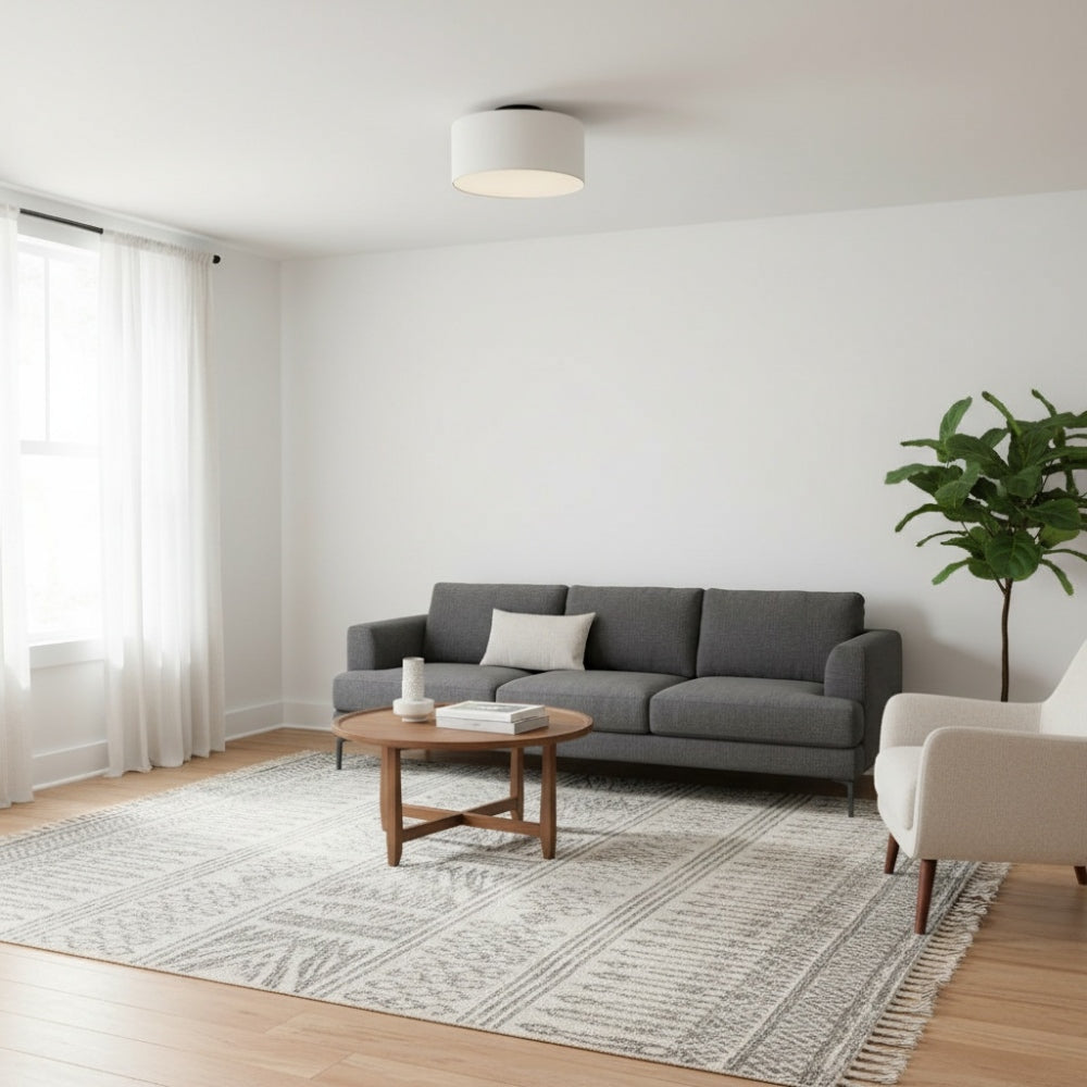 Jelvane Fabric Drum Ceiling Lamp - Linen Flush Mount Light for Hallway