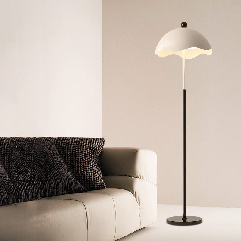 Creative Eggshell Cream Floor Lamp With Dome Acrylic For Spacious Parlor