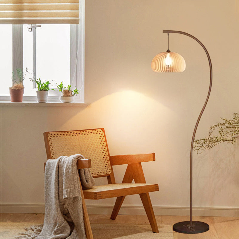 Medieval Pumpkin Marble Floor Lamp With Delicate Dimensions For Living Room