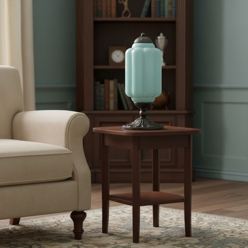 Lampe de table vintage Eloise en verre laiteux – Lampe de bureau LED en métal pour chambre