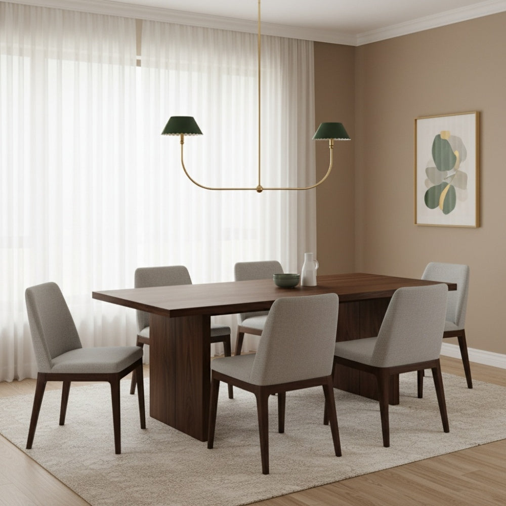 Foldray Scalloped Chandelier - Leather Linear Lamp for Dining Room