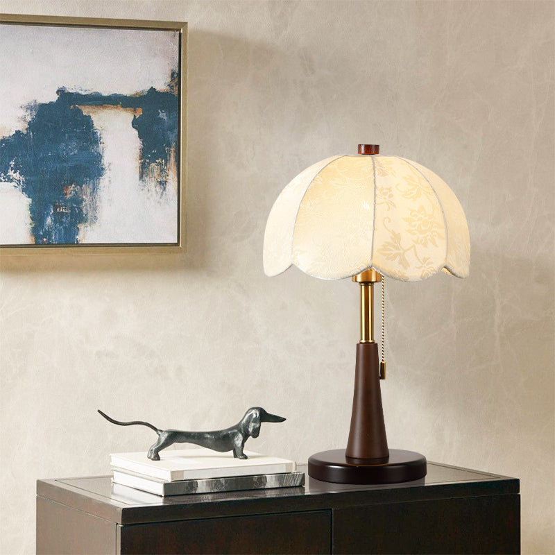 French Fabric Round Lantern Shape Table Lamp With Nostalgic Medieval Subliminal Glow For Living Room