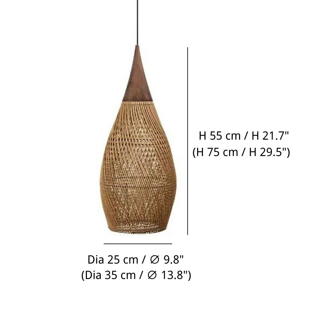 Outdoor Rattan Pendant light - Boho Braided Shade Fixture